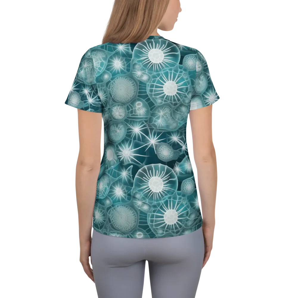 Aqua Lattice on Women's Athletic T-Shirt — Back