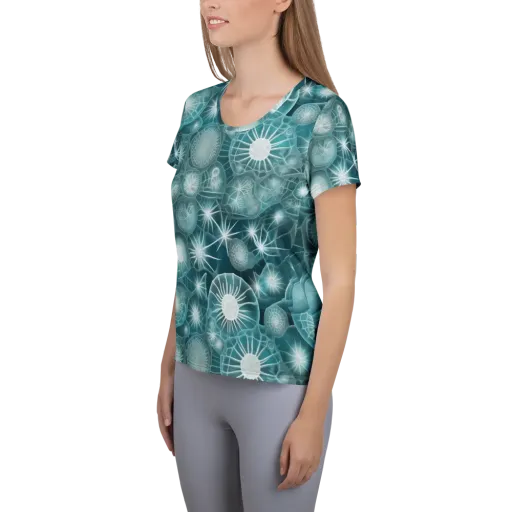 Aqua Lattice on a Women's Athletic T-Shirt