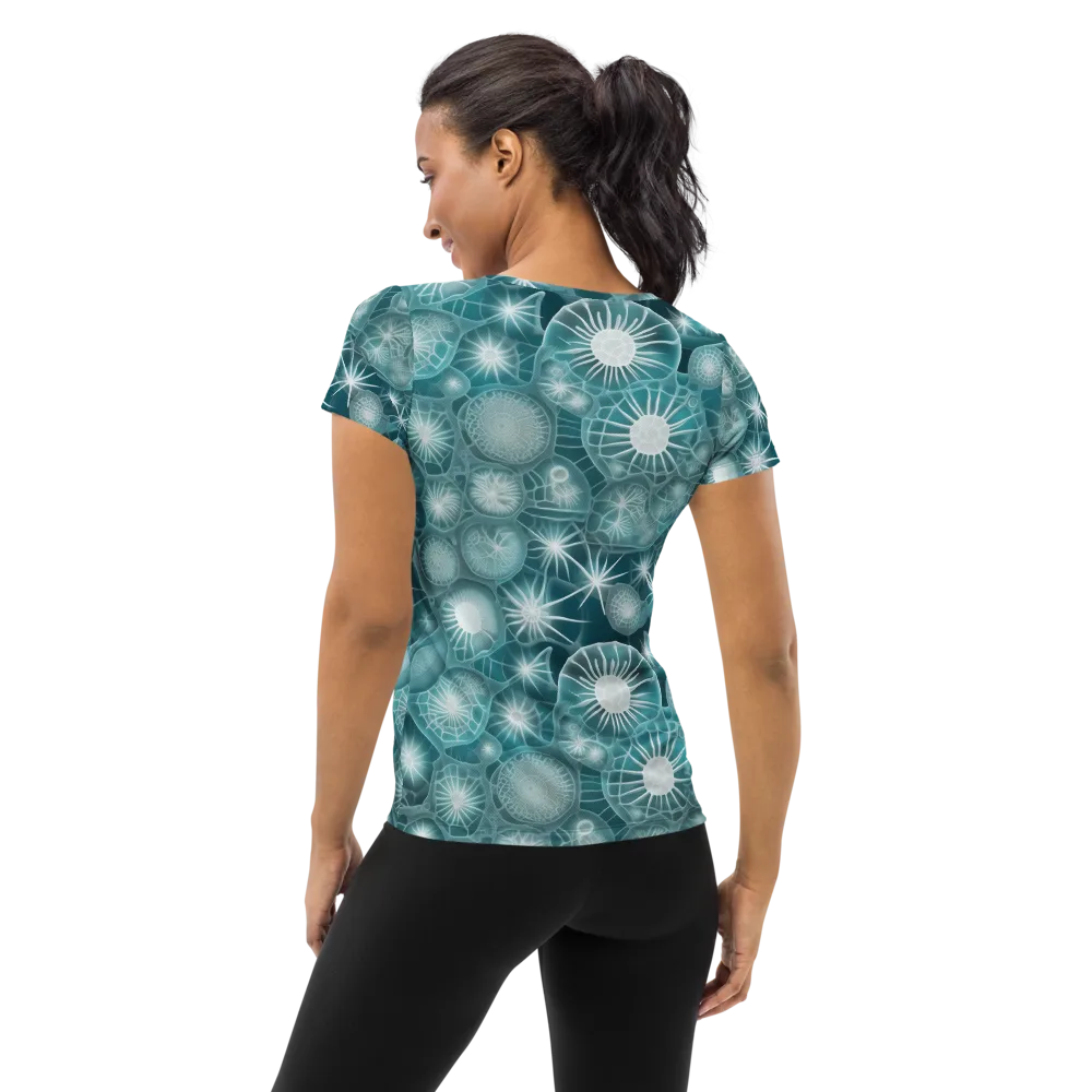 Aqua Lattice on Women's Athletic T-Shirt — Back