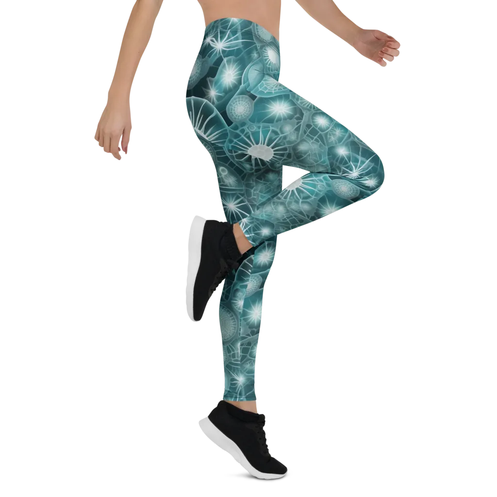 Aqua Lattice on Leggings — Right