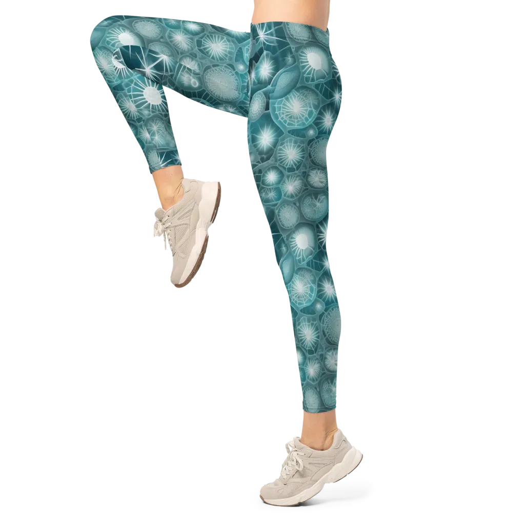 Aqua Lattice on Leggings — Left
