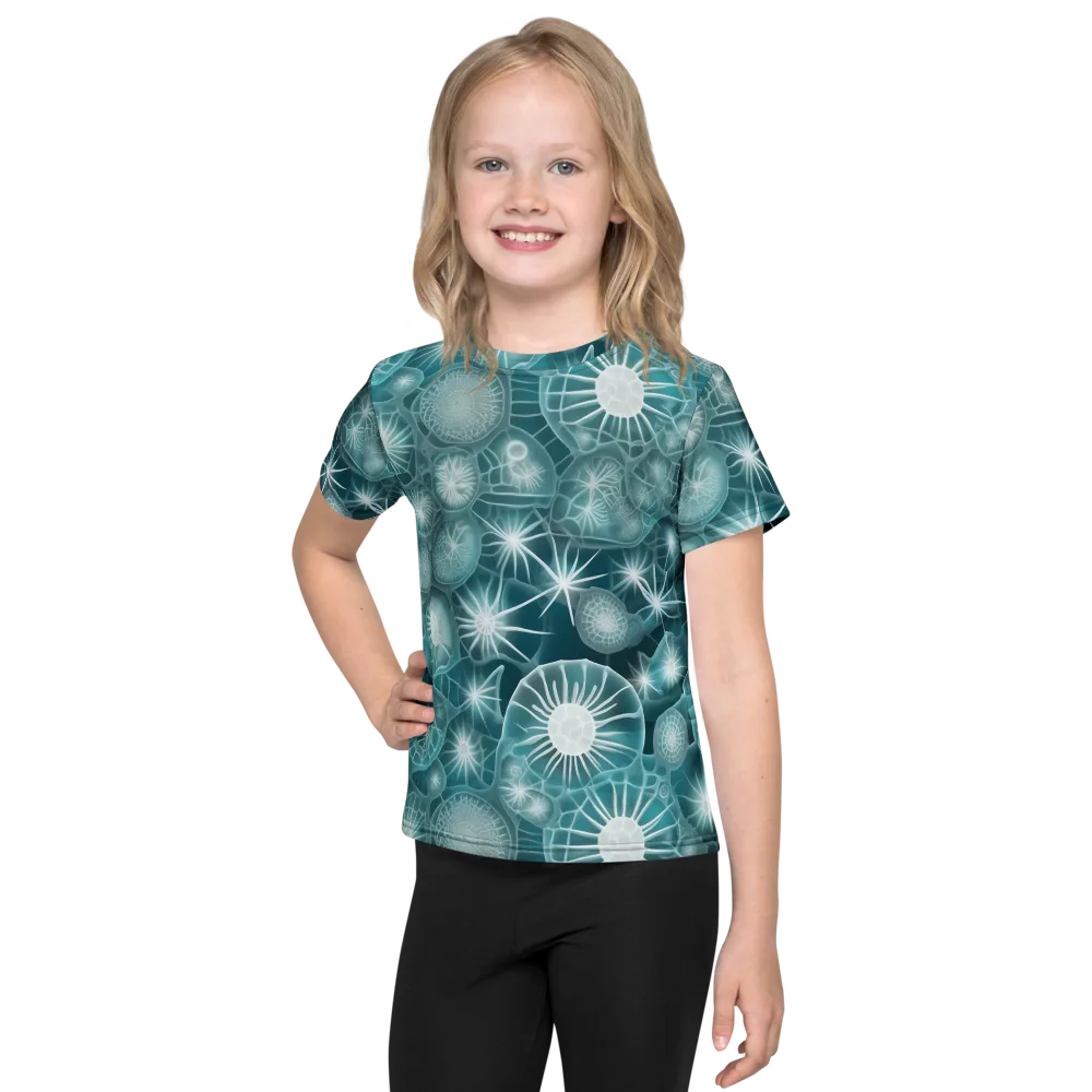 Aqua Lattice on Kids Crew Neck T-Shirt — Front