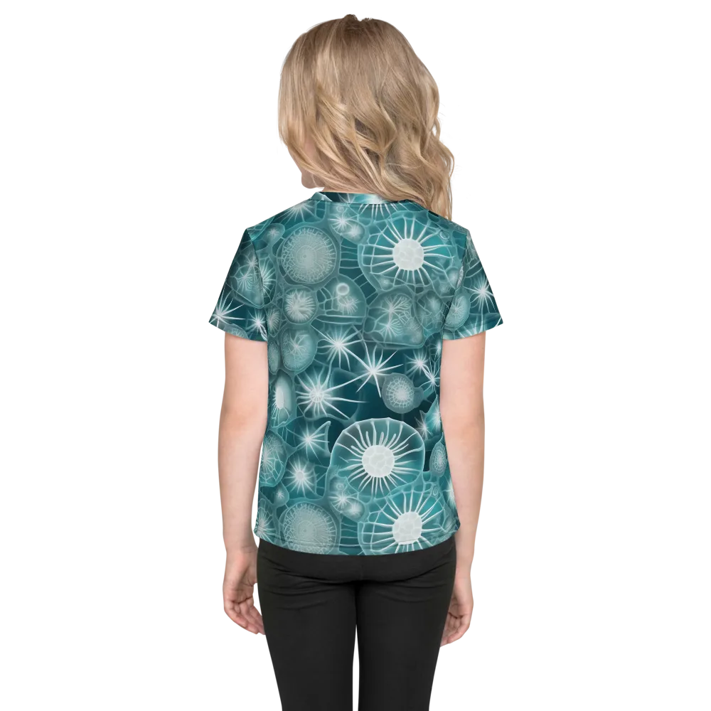 Aqua Lattice on Kids Crew Neck T-Shirt — Back