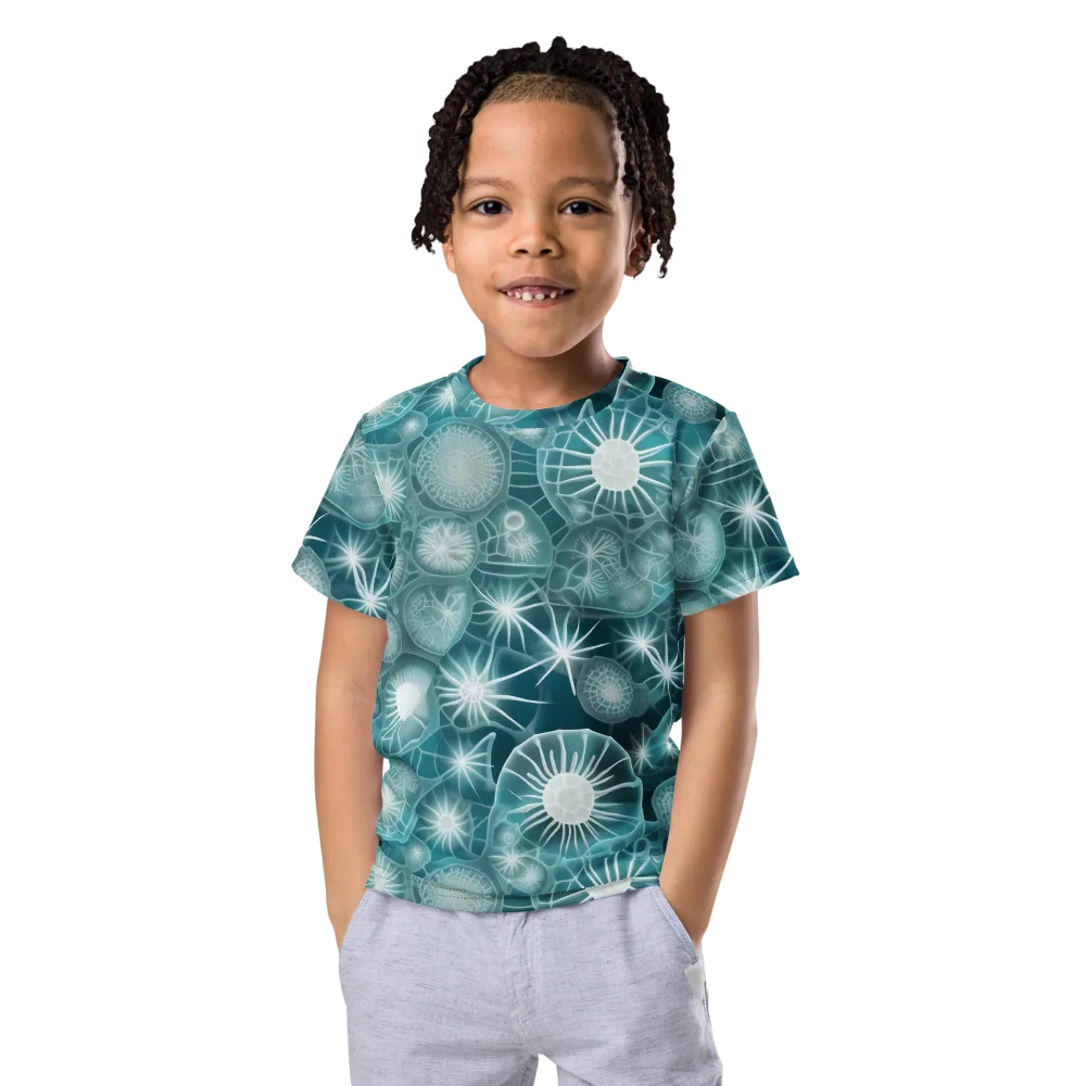 Aqua Lattice on Kids Crew Neck T-Shirt — Front