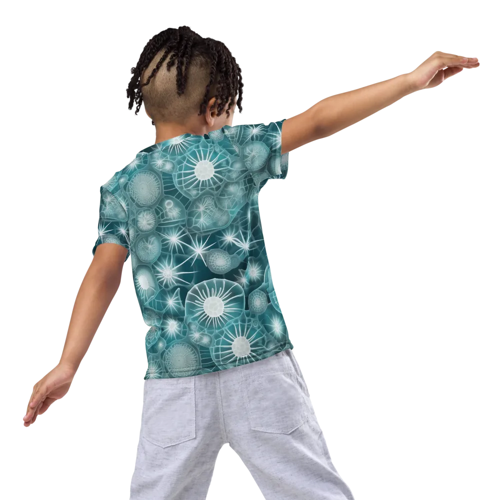 Aqua Lattice on Kids Crew Neck T-Shirt — Back