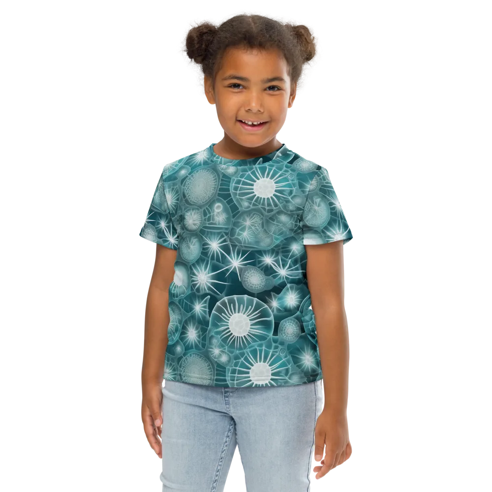Aqua Lattice on Kids Crew Neck T-Shirt — Front