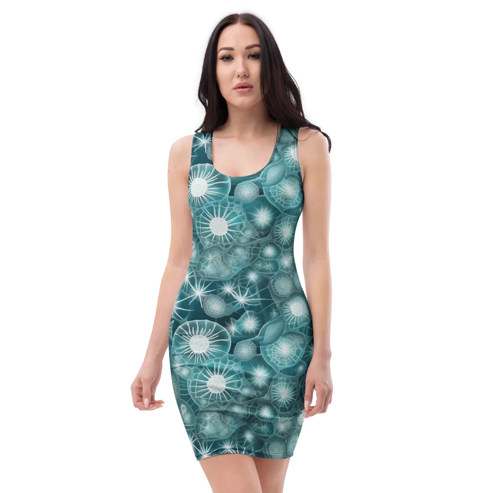 Aqua Lattice on Bodycon Dress — Front