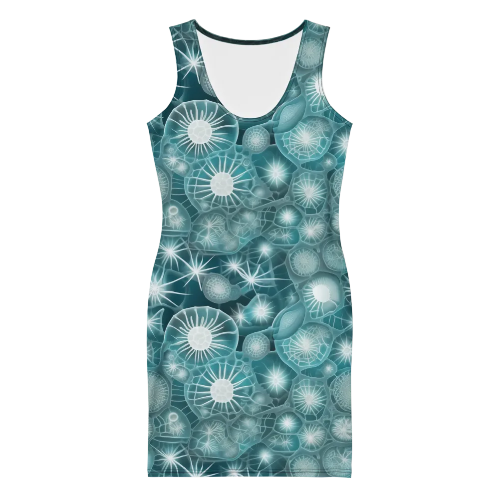 Aqua Lattice on Bodycon Dress — Front