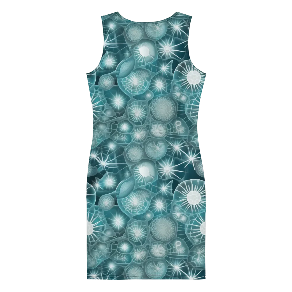 Aqua Lattice on Bodycon Dress — Back
