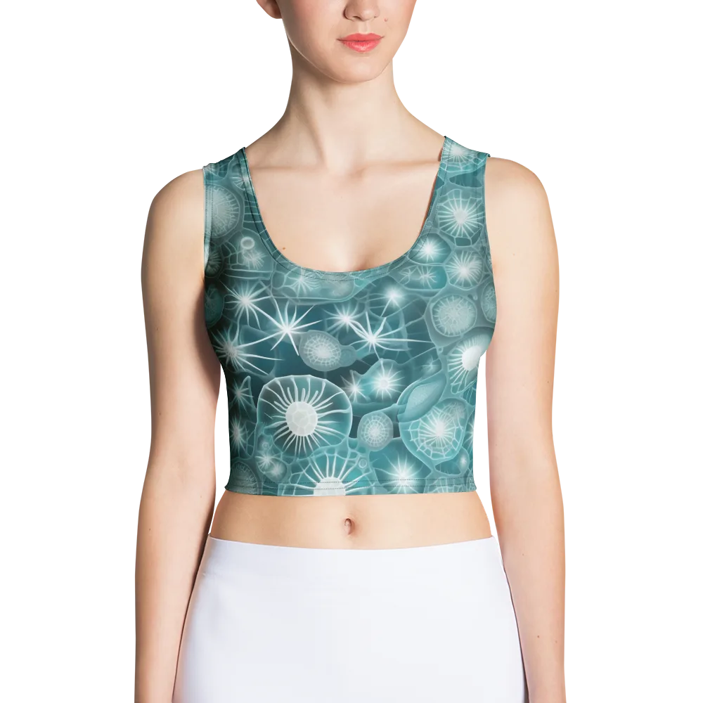Aqua Lattice on Crop Top — Front