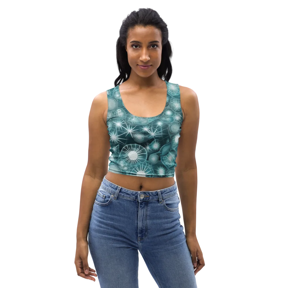 Aqua Lattice on Crop Top — Front
