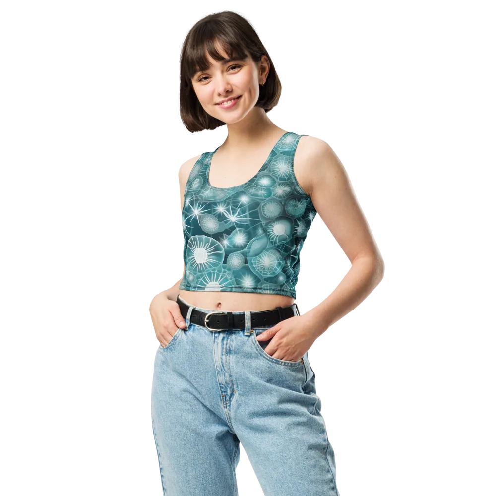 Aqua Lattice on Crop Top — Front