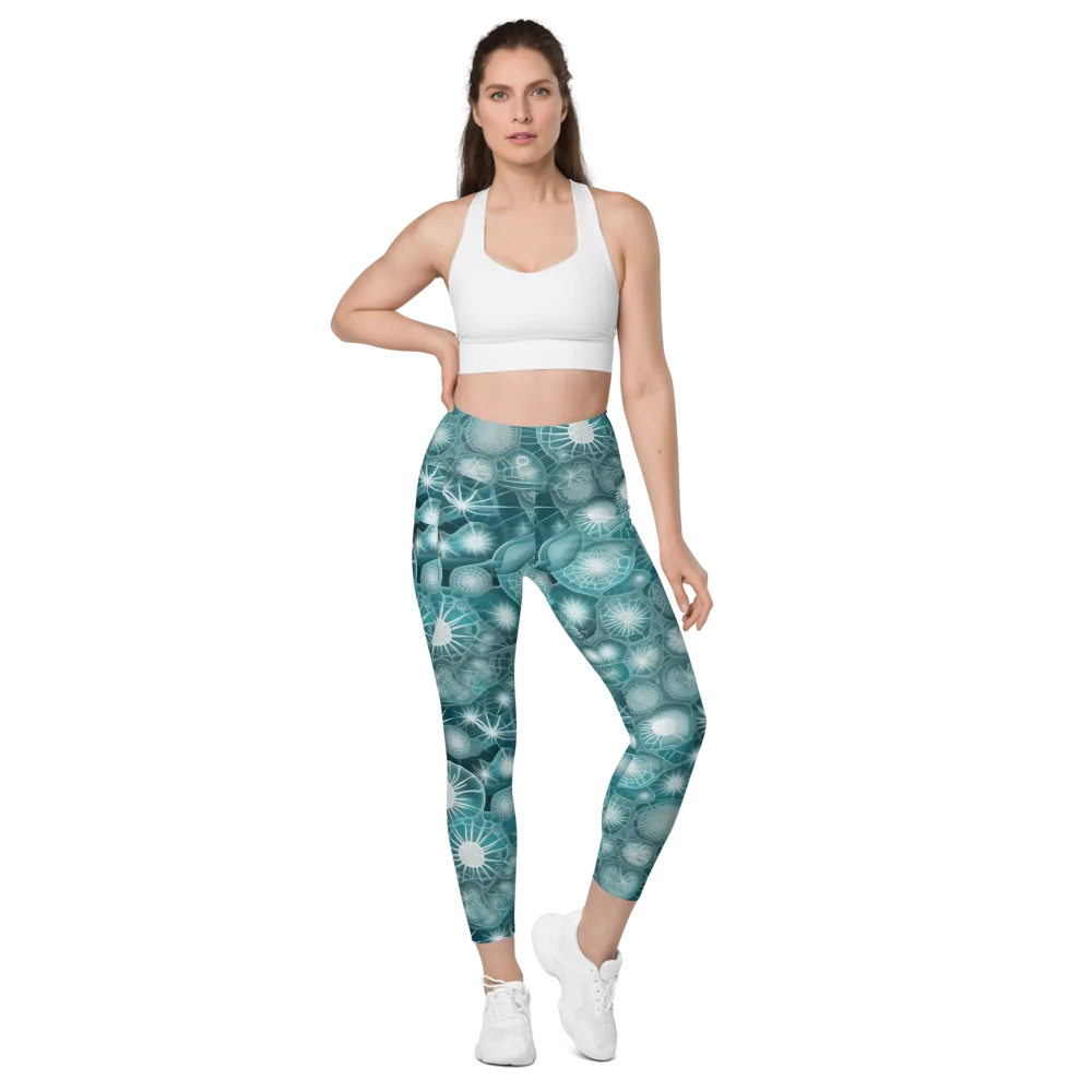 Aqua Lattice on Leggings with Pockets — Front