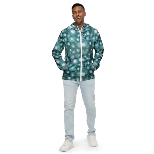 Aqua Lattice on a Men's Windbreaker