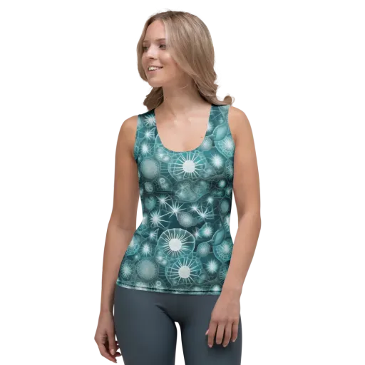 Aqua Lattice on a Women's Tank Top