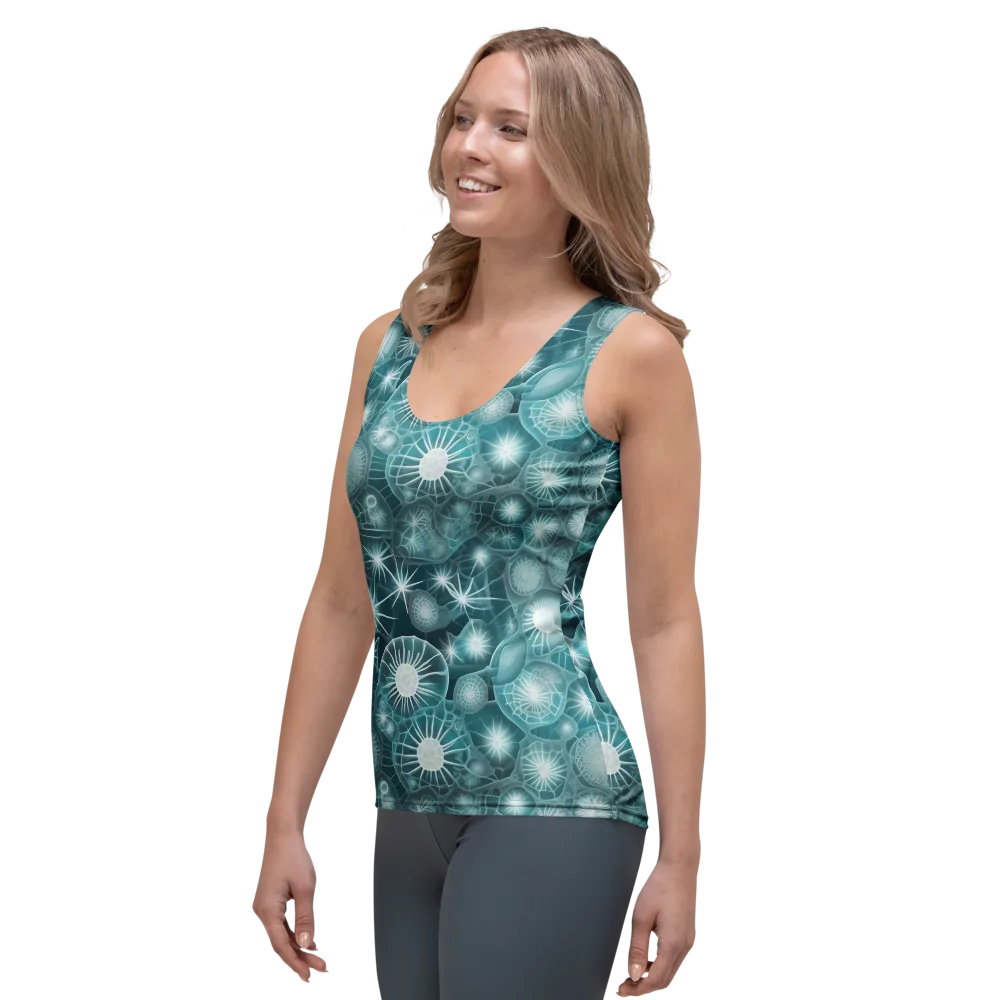Aqua Lattice on Women's Tank Top — Left Front