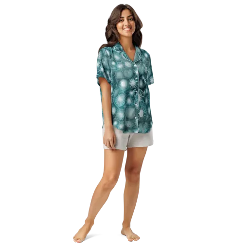 Aqua Lattice on a Women's Short Sleeve Pajama Top