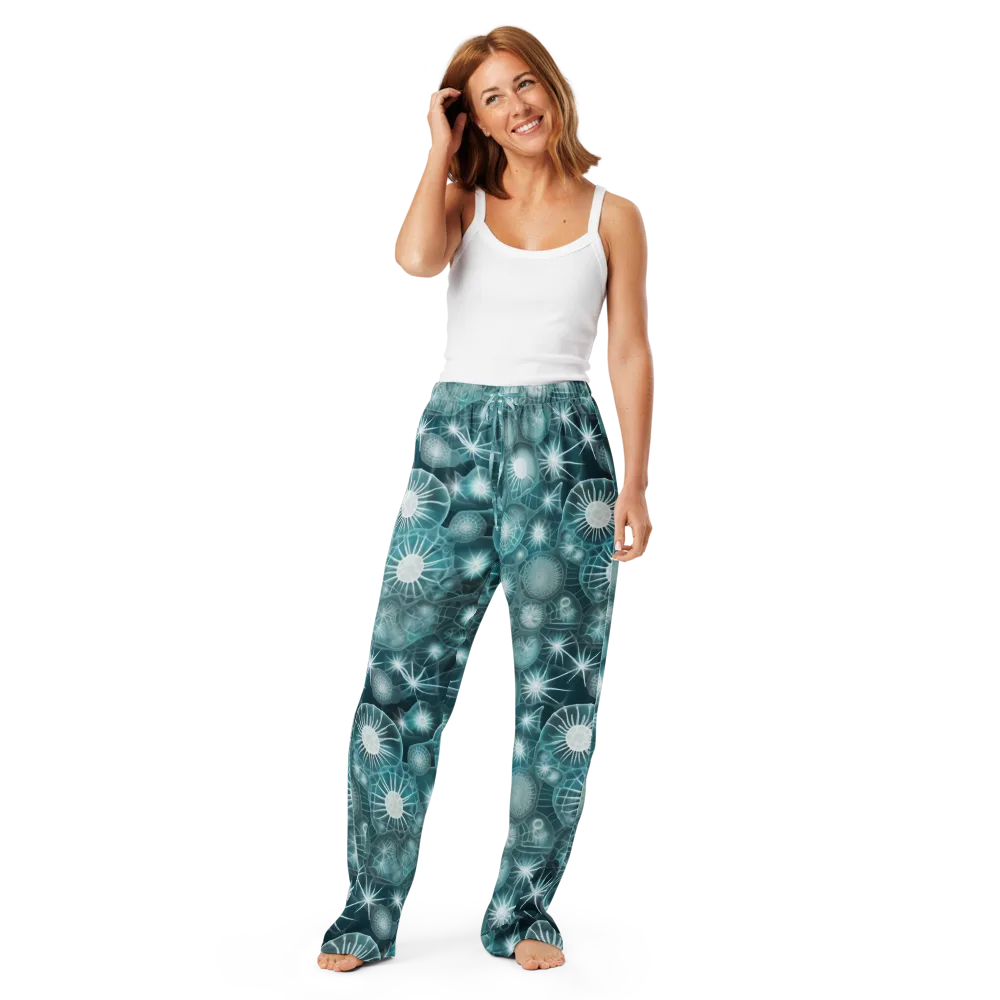 Aqua Lattice on Women's Pajama Pants — Front