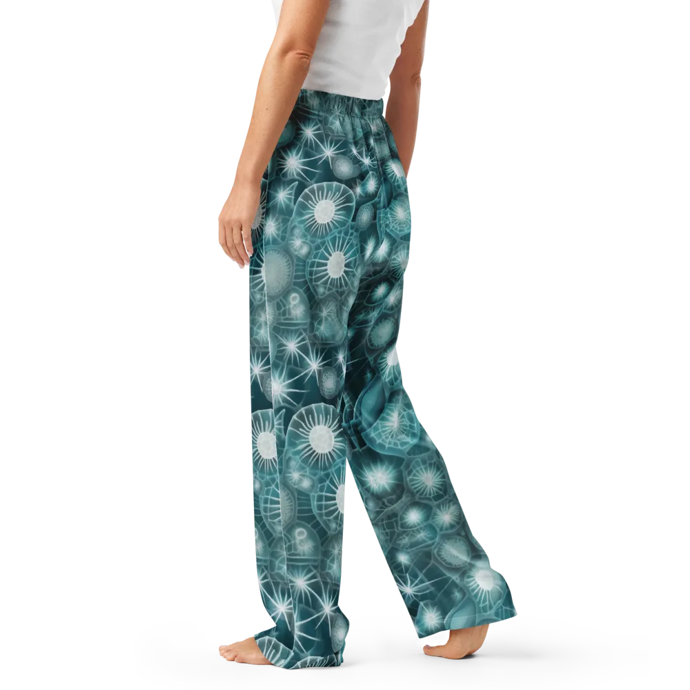 Aqua Lattice on Women's Pajama Pants — Left