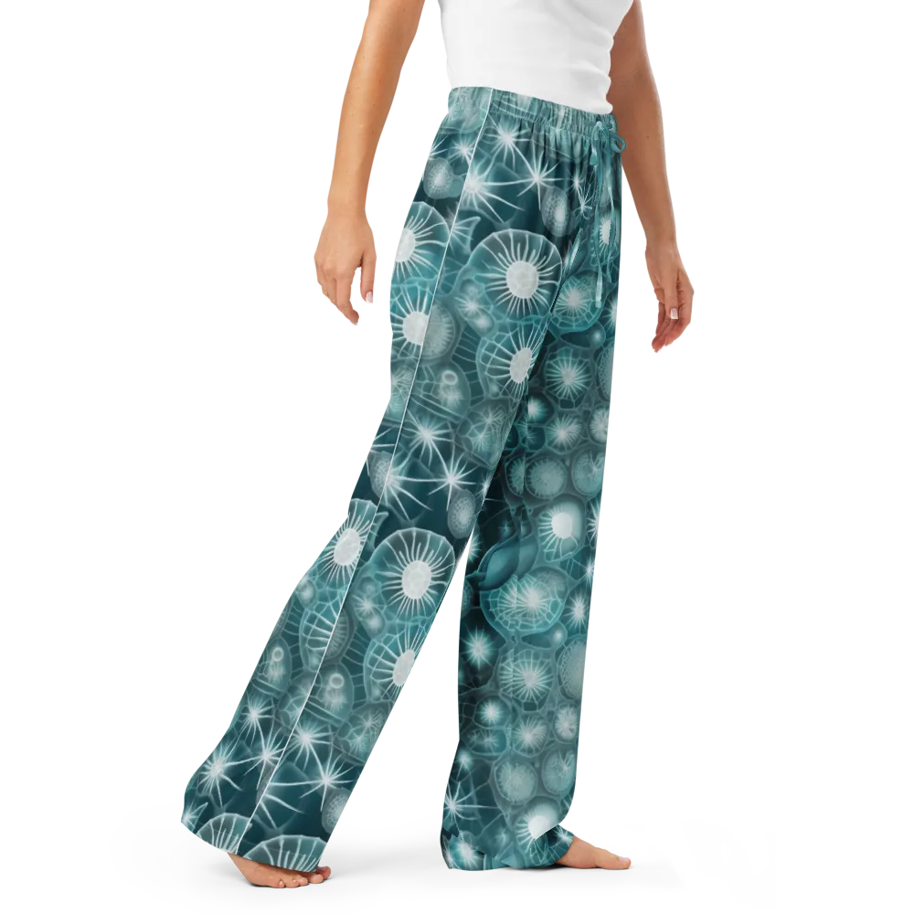 Aqua Lattice on Women's Pajama Pants — Right Front