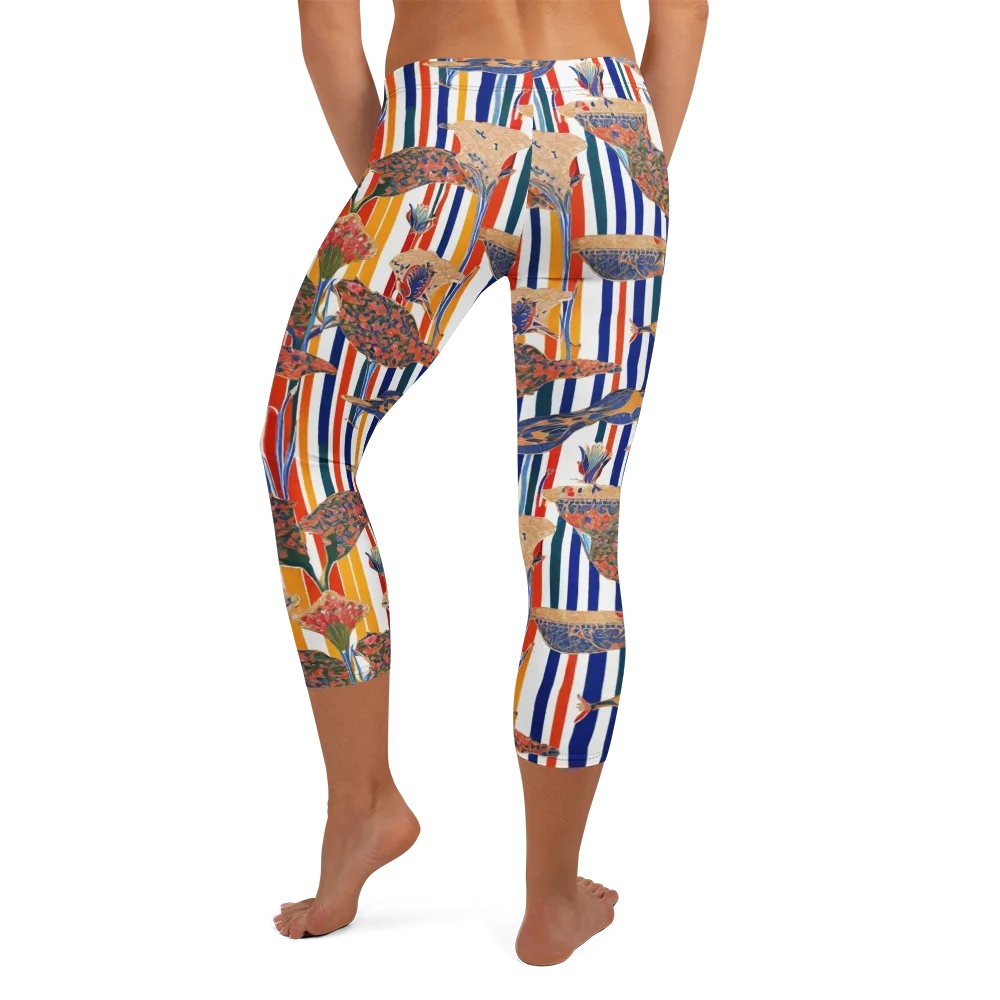 Ornamental Aviary on Capri Leggings — Back