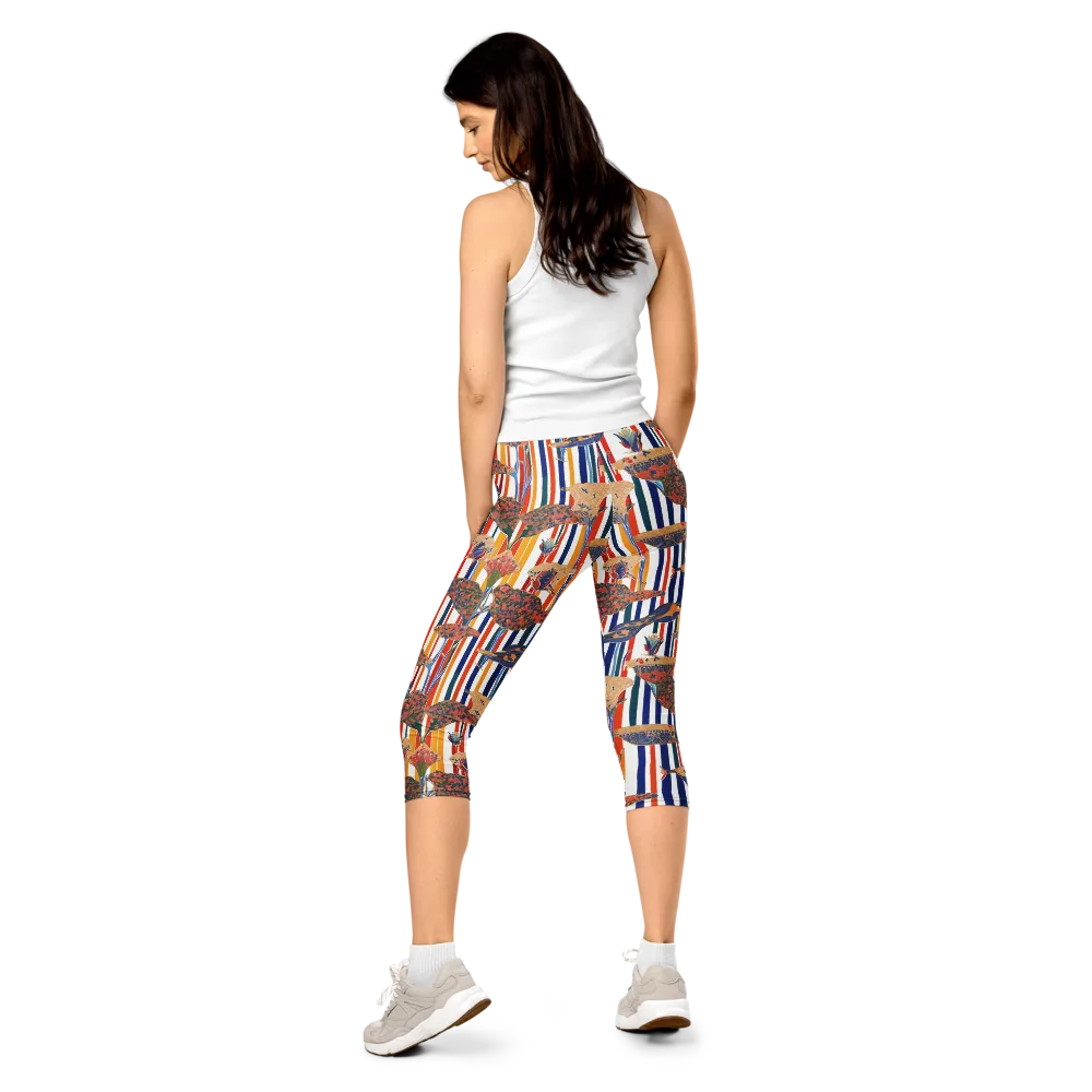 Ornamental Aviary on Capri Leggings — Back
