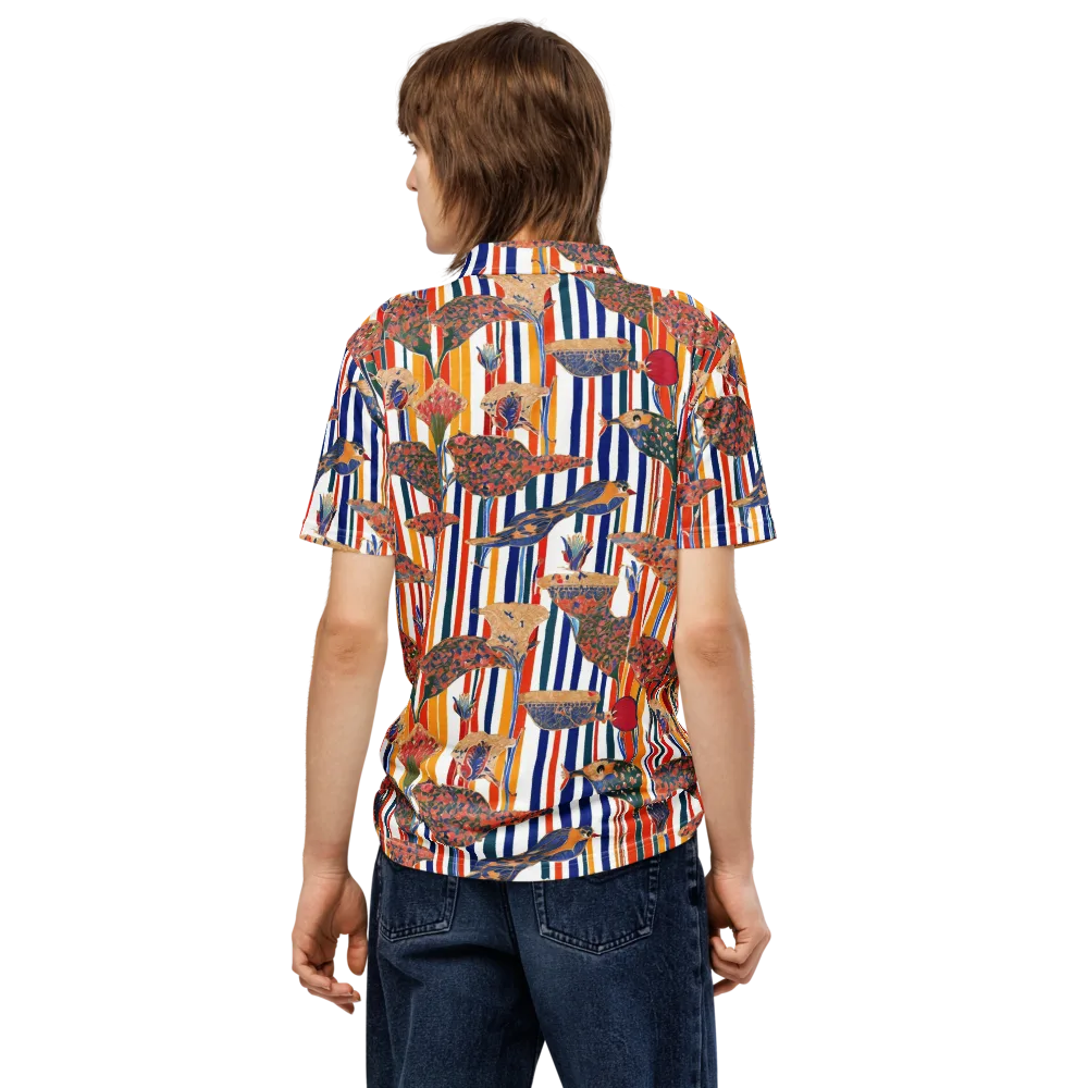 Ornamental Aviary on Men's Slim Fit Polo Shirt — Back