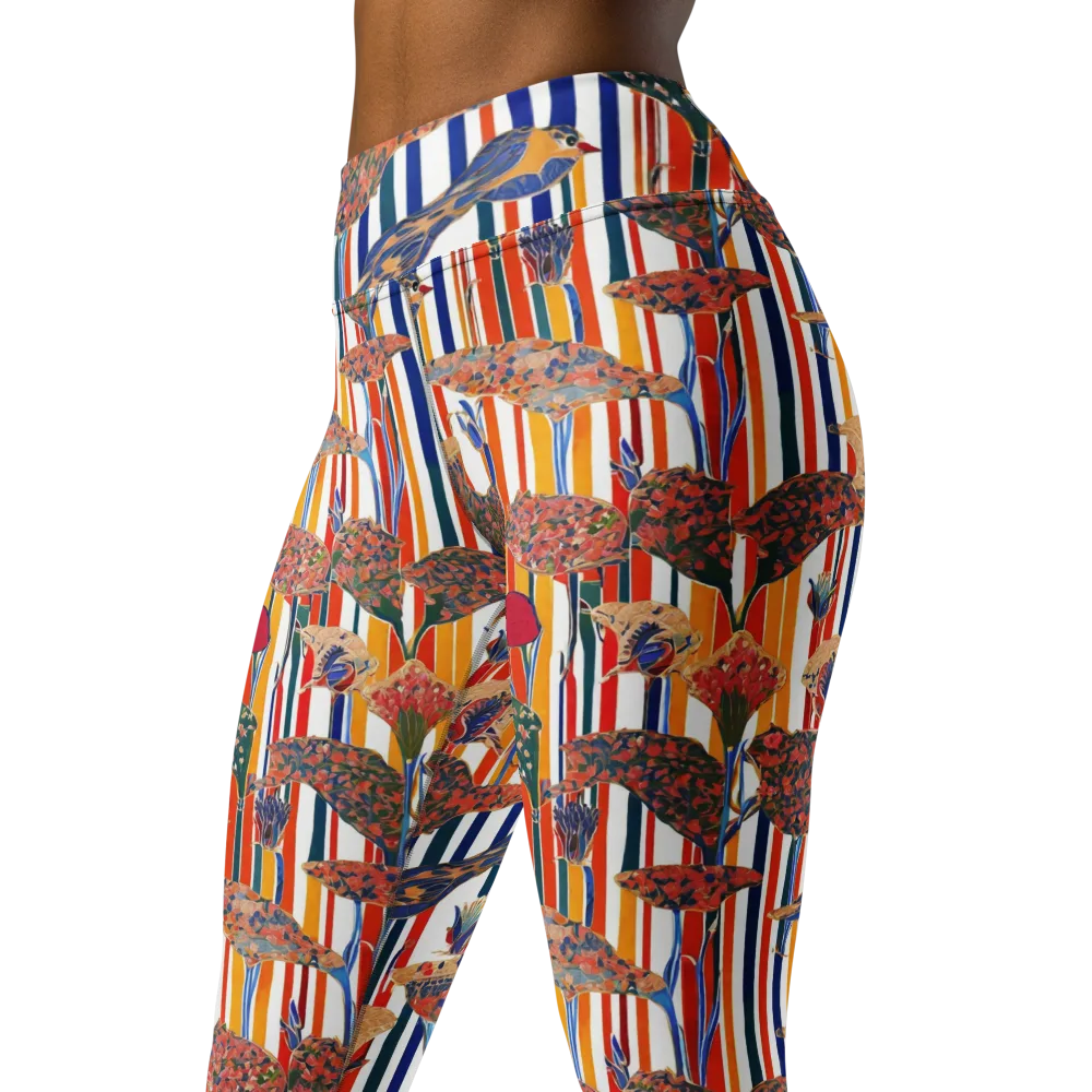 Ornamental Aviary on Yoga Leggings — Left Front