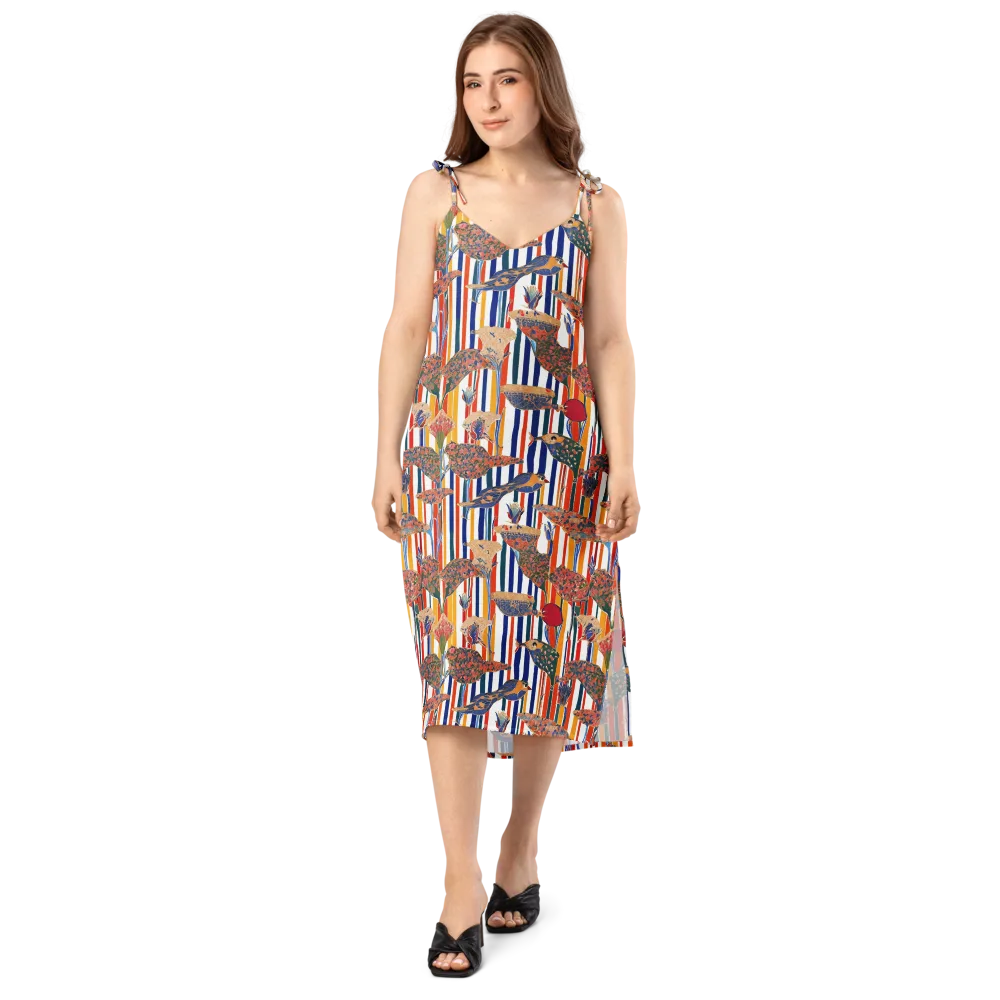 Ornamental Aviary on Slip Dress — Front