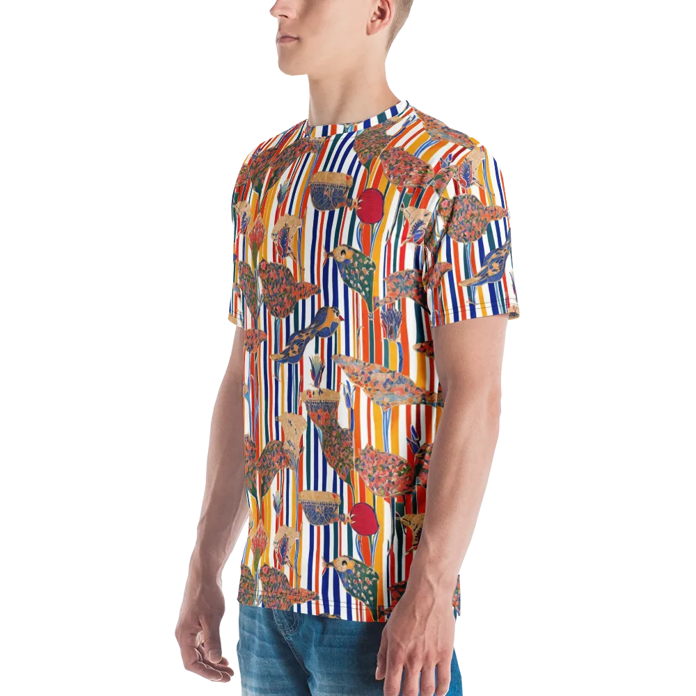 Ornamental Aviary on Men's Crew Neck T-Shirt — Left