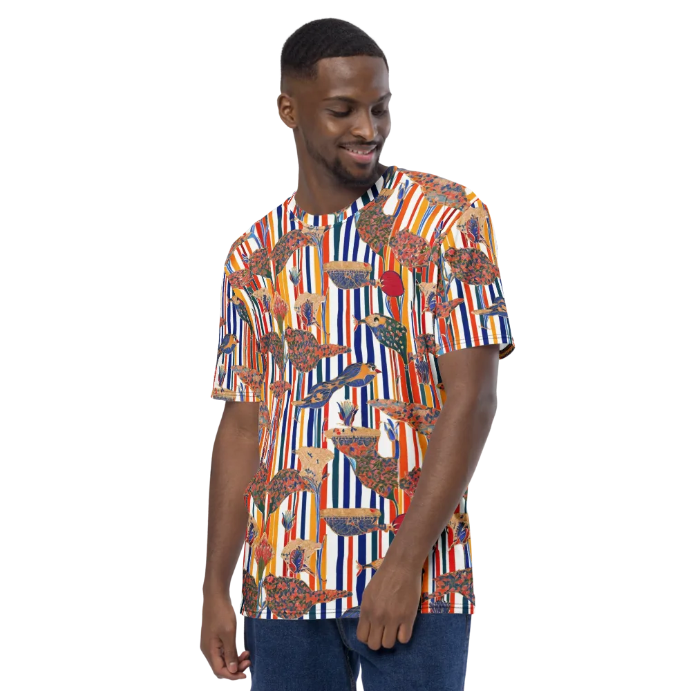 Ornamental Aviary on Men's Crew Neck T-Shirt — Left