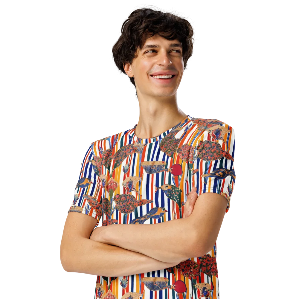 Ornamental Aviary on Men's Crew Neck T-Shirt — Left Front