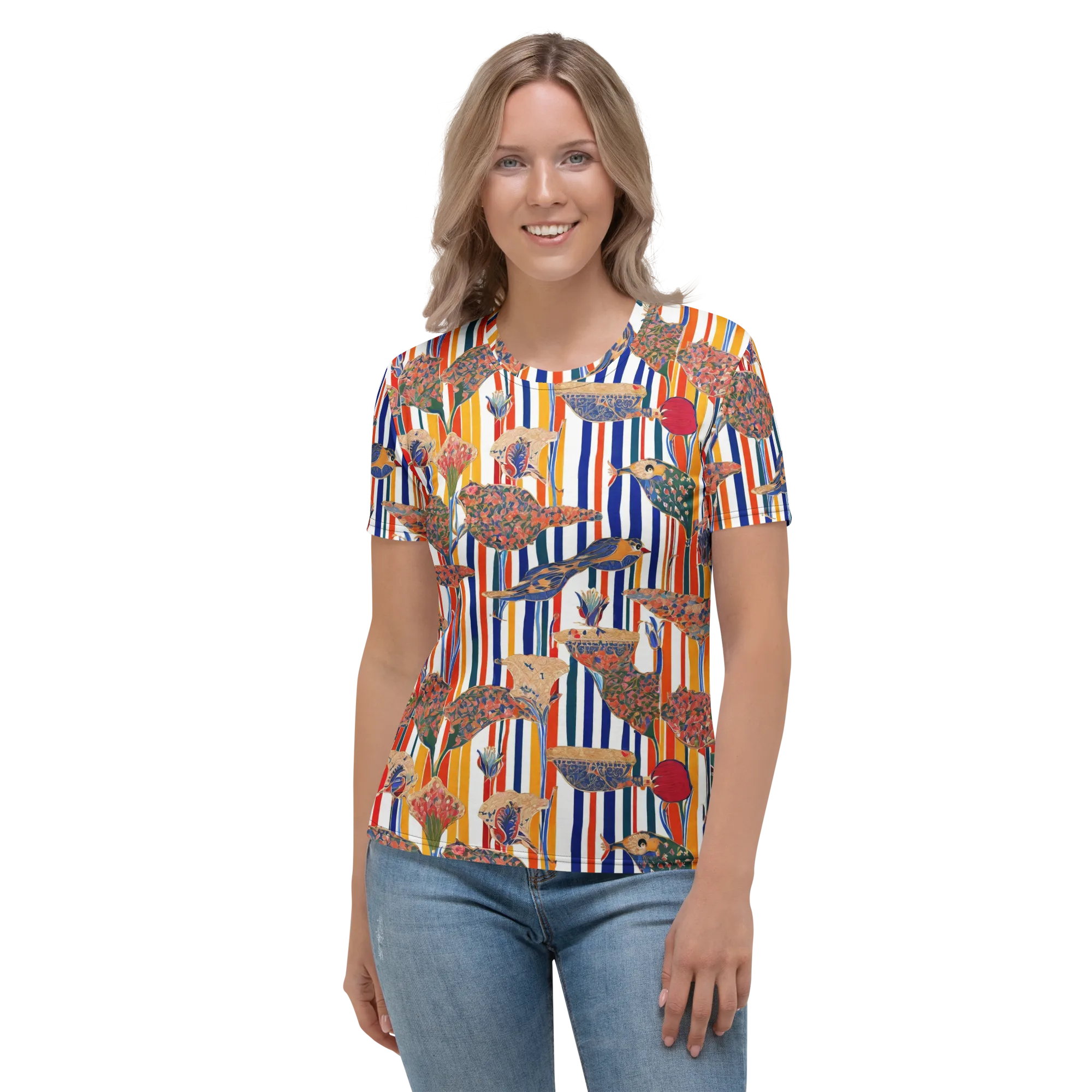 Ornamental Aviary on Women's Crew Neck T-Shirt — Front