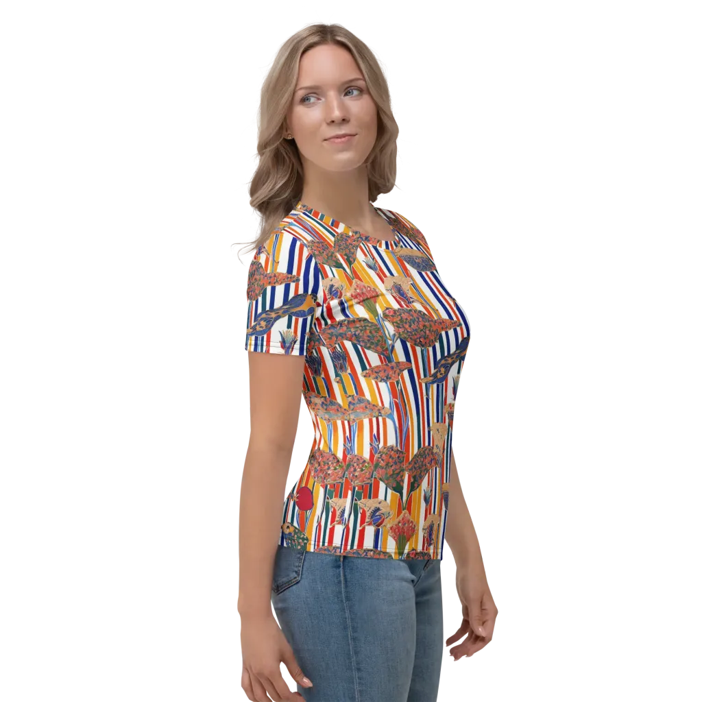 Ornamental Aviary on Women's Crew Neck T-Shirt — Right
