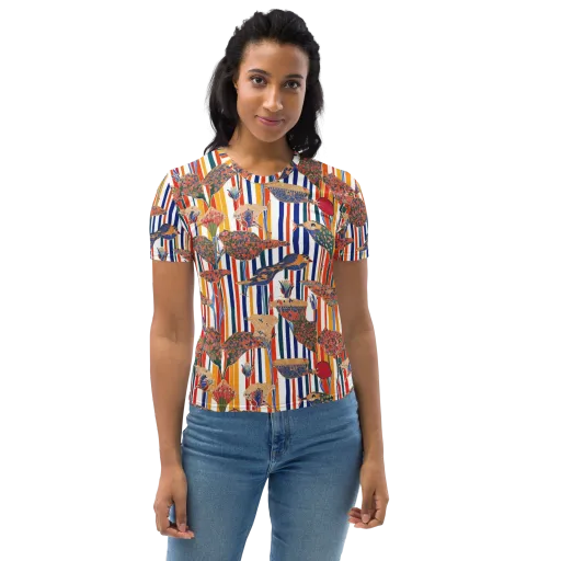 Ornamental Aviary on a Women's Crew Neck T-Shirt