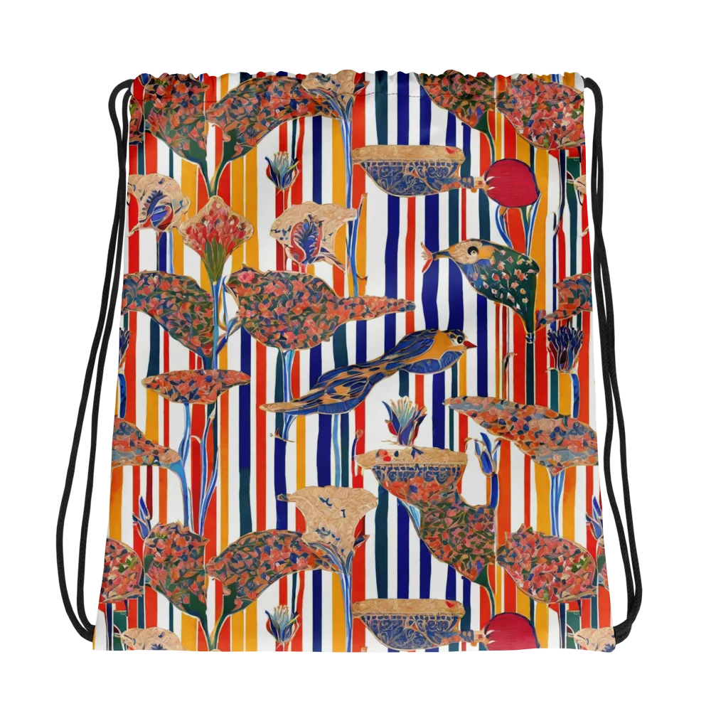 Ornamental Aviary on Drawstring Bag — Photo