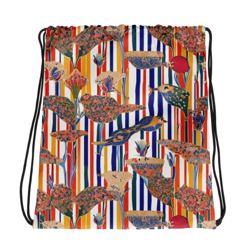 Ornamental Aviary on a Drawstring Bag