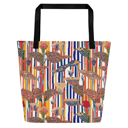 Ornamental Aviary on a Large Tote Bag W/ Pocket