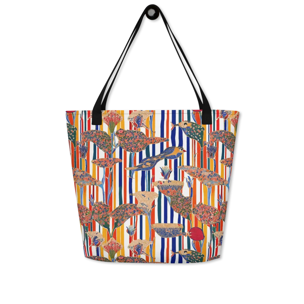 Ornamental Aviary on Large Tote Bag W/ Pocket — Front