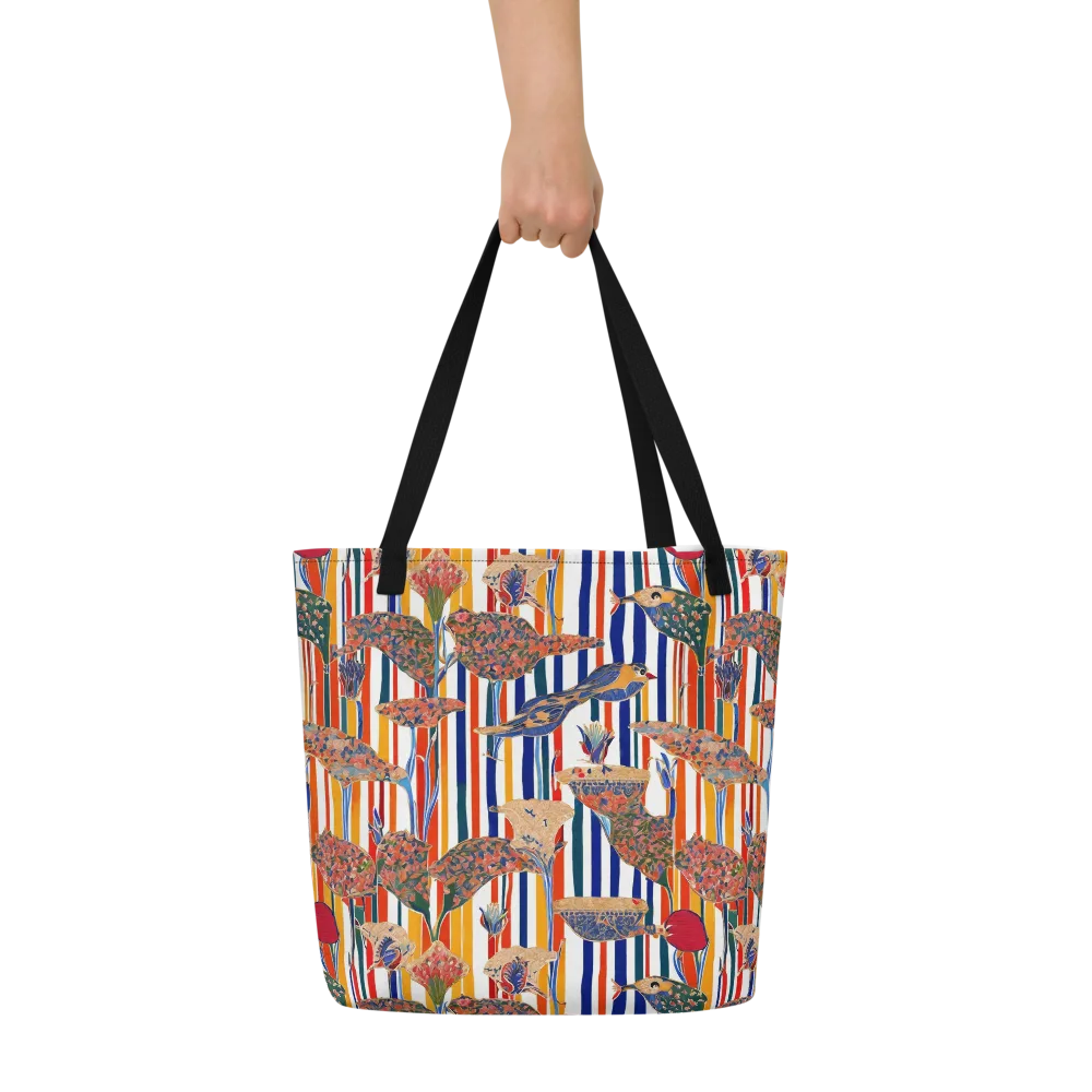 Ornamental Aviary on Large Tote Bag W/ Pocket — Front