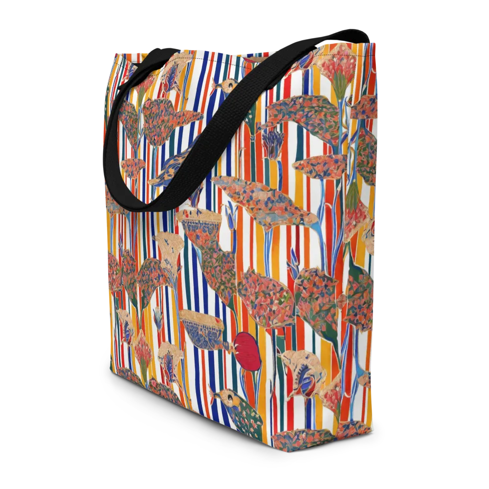 Ornamental Aviary on Large Tote Bag W/ Pocket — Front