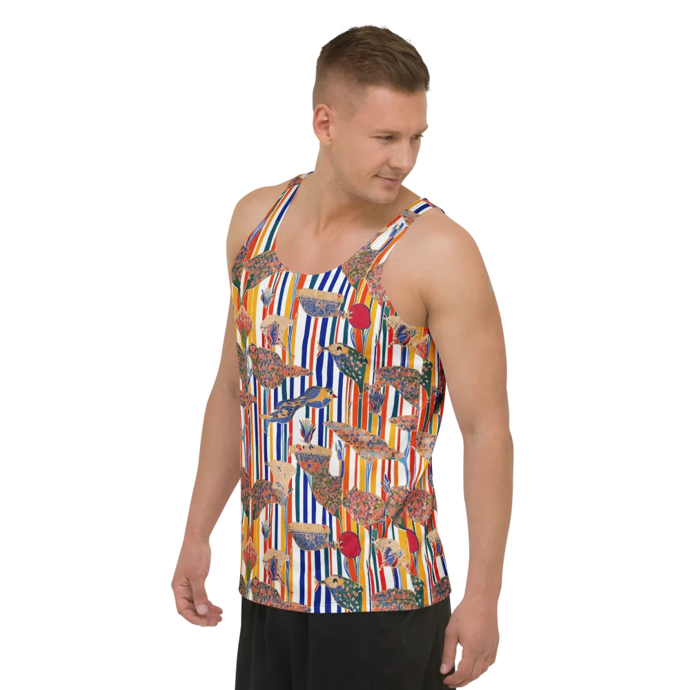 Ornamental Aviary on Men's Tank Top — Left Front
