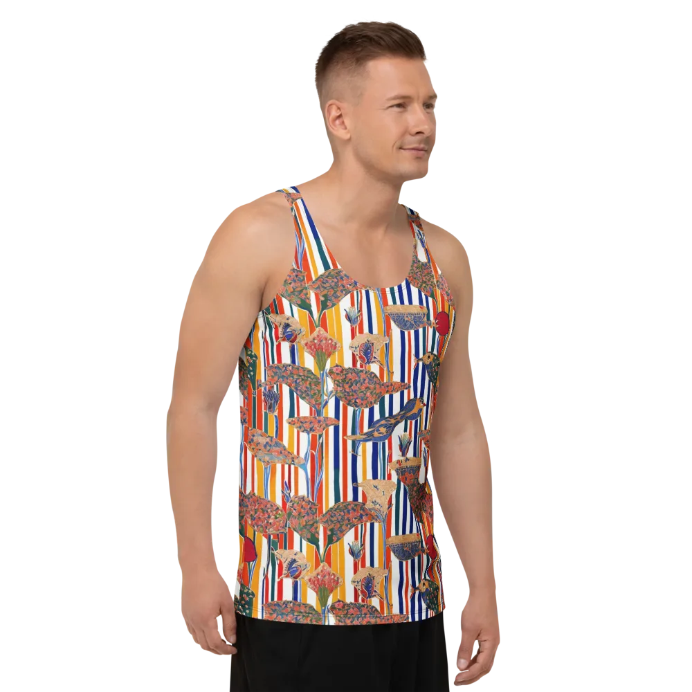 Ornamental Aviary on Men's Tank Top — Right Front