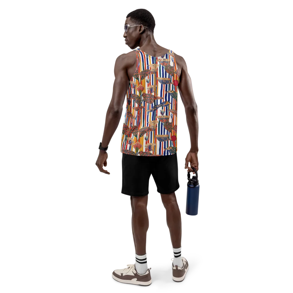 Ornamental Aviary on Men's Tank Top — Back
