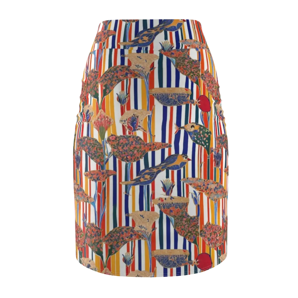 Ornamental Aviary on Pencil Skirt — Back