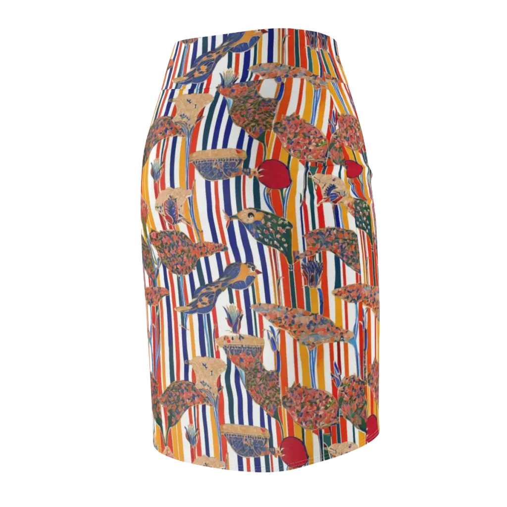 Ornamental Aviary on Pencil Skirt — Back Side