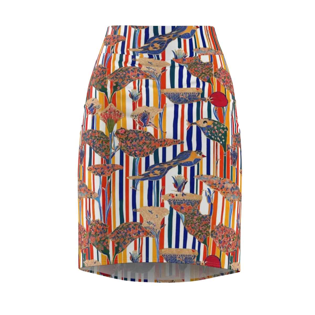 Ornamental Aviary on Pencil Skirt — Front