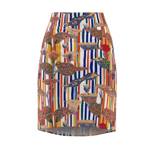 Ornamental Aviary on a Pencil Skirt