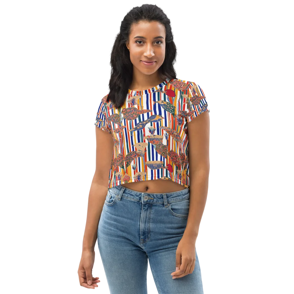 Ornamental Aviary on Crop Tee — Front