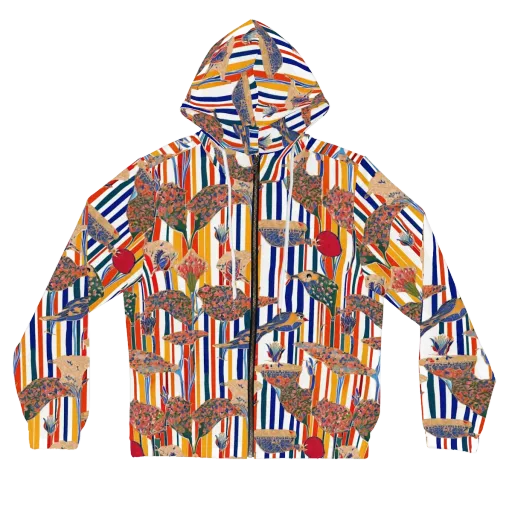 Ornamental Aviary on a Women's Full-Zip Hoodie